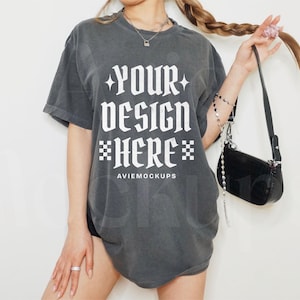 Comfort Colors C1717 Pepper Oversized T Shirt Mockup - Trendy C1717 Mockup - Boho Mockup - Retro Mockup - Aesthetic Mockup