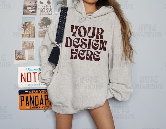 Gildan 18500 Ash Grey Mockup - Gildan Hoodie Mockup - G18500 Hooded Sweatshirt