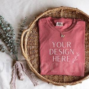 Comfort Colors Cumin Mockup - 1717 Mockup - 1717 Cumin Mockup - C1717 Mockup - Folded Mockup - Flat Lay Mockup - Boho Mockup