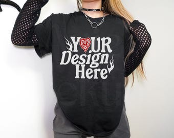 Black Gildan 5000 T Shirt Mockup -  G500 Black - Edgy Mockup - Alternative Mockup - Indie Mockup - Retro Mockup