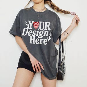 Comfort Colors C1717 Pepper Oversized T Shirt Mockup - Trendy C1717 Mockup - Boho Mockup - Retro Mockup - Aesthetic Mockup
