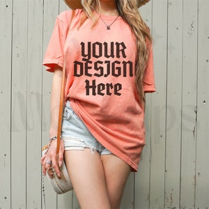 Comfort Colors C1717 Terracotta Oversized T Shirt Mockup - Trendy C1717 Mockup - Boho Mockup- Retro Mockup - Aesthetic Terracotta Mockup