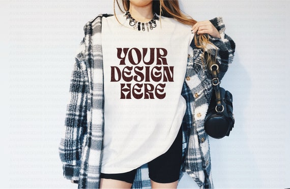 Comfort Colors White T-Shirt Mockup: Oversized Trendy C1717 (JPEG File)