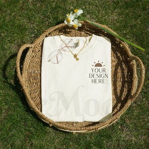Comfort Colors 1717 Ivory Mockup - Lay Flat Mockup - Folded Mockup - 1717 Shirt Mockup - Tshirt Mockup - Comfort Colors Mockup - Boho Mockup image 2