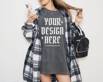 Comfort Colors C1717 Pepper Oversized T-Shirt Mockup - Trendy C1717 Mockup - Boho Mockup - Retro Mockup - Ästhetischer Modell