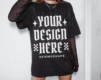 Black Gildan 5000 T Shirt Mockup -  G500 Black - Edgy Mockup - Alternative Mockup - Indie Mockup - Retro Mockup