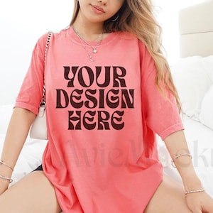Comfort Colors C1717 Watermelon Oversized T Shirt Mockup - Trendy C1717 Mockup - Boho Mockup - Retro Mockup - Aesthetic Mockup