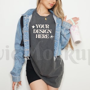 Comfort Colors C1717 Pepper Oversized T Shirt Mockup - Trendy C1717 Mockup - Boho Mockup - Retro Mockup - Aesthetic Mockup