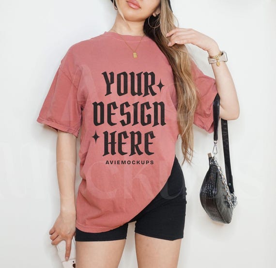 Comfort Colors C1717 Cumin Shirt - Trendy Streetwear Mockup, Y2k Mockup