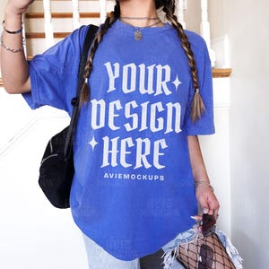 Comfort Colors C1717 Periwinkle T Shirt Mockup - Trendy C1717 Mockup - Y2K Mockup - Retro Mockup - Edgy Mockup