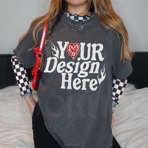 Comfort Colors C1717 Pepper Oversized T Shirt Mockup - Trendy C1717 Mockup - Y2K Mockup - Retro Mockup - Grunge Pepper Mockup - Edgy mockup
