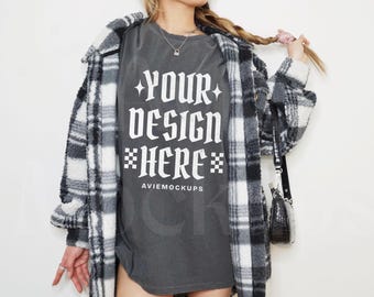 Comfort Colors C1717 Pepper Oversized T-Shirt Mockup - Retro C1717 Mockup - Indie Mockup - Alternative Mockup - Edgy Mockup - Grunge Mockup