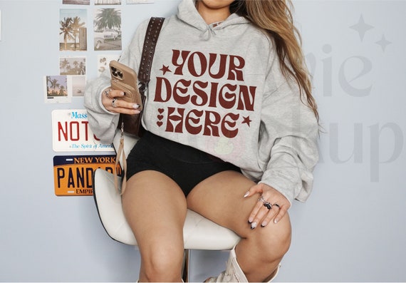 Gildan 18500 Ash Grey Mockup - Gildan Hoodie Mockup - G18500 Hooded Sweatshirt