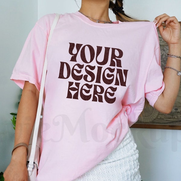 Comfort Colors C1717 Blossom Oversized T Shirt Mockup - Trendy C1717 Mockup - Boho Mockup - Retro Mockup - Aesthetic Mockup