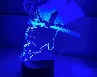 Giyu Tomioka Fan Art Hologram; Demon Slayer-Inspired; Edge-lit acrylic LED light with remote control