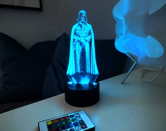 Darth Vader Hologram; Edge-lit acrylic LED light with remote control / Fan Art