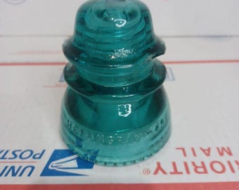 Hemingray 42 Glass Insulator - PRE-DRILLED for DIY Pendant Light Lamp - Aqua