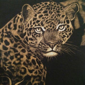 Bleached T-Shirt, Hand Painted Bleach T-shirt, Leopard T-shirt, Black T-shirt, Size Medium Adult T-Shirt, Nature Inspired Clothing, Wild Cat