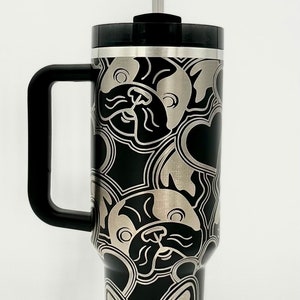 may include: Frenchie engraved cup, engraved Frenchie tumbler, Stanley engraved French bulldog cup, French bulldog tumblers, Stanley engraved french bulldog cup,