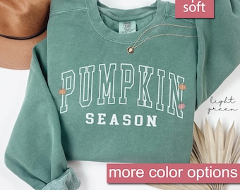 Comfort Colors® Pumpkin Season Sweatshirt, Cute Fall Sweatshirts, Thanksgiving Gift, Halloween Sweaters For Women, Fall Gifts Autumn Sweater