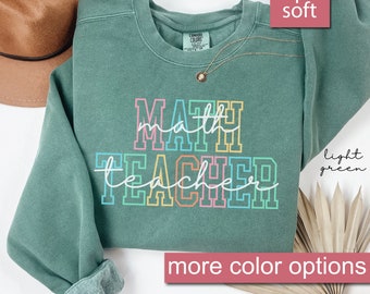 Comfort Colors® Sudadera para profesor de matemáticas, regalo para profesor de matemáticas, sudaderas de matemáticas, regalo de suéteres de matemático, suéter de enseñanza divertido, camiseta de enseñanza