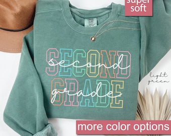 Comfort Colors® Second Grade Teacher Sweatshirt, 2nd Grade Teacher Sweatshirts, 2nd Grade Sweaters, Second Grade Sweater, Elementary School