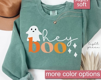 Bluza Comfort Colors® Ghost Halloween, bluzy Hey Boo Halloween, sweter Boo Halloween, słodkie swetry Ghost, kostium na Halloween