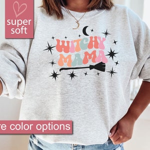 Felpa mamma di Halloween, Felpe Strega, Maglioni Strega Mama, Regalo Festa di Halloween, Abbigliamento Strega, Maglione Strega, Divertente Halloween immagine 4