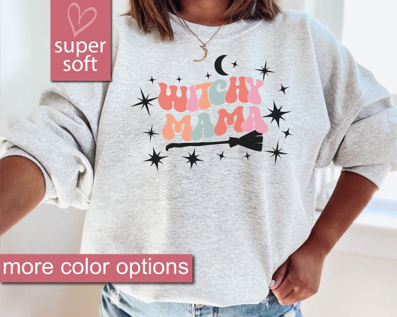 Felpa mamma di Halloween, Felpe Strega, Maglioni Strega Mama, Regalo Festa di Halloween, Abbigliamento Strega, Maglione Strega, Divertente Halloween immagine 4