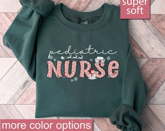 Pediatric Nurse Sweatshirt, Nurse Christmas Sweatshirts, Pink Christmas Nurse Sweaters, Peds Nurse Sweater, Holiday Pediatric Peds RN Shirt