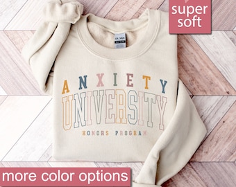 Sudadera del Programa de Honores de la Universidad de Ansiedad, Sudaderas de Salud Mental, Suéteres de Ansiedad, Suéter de TDAH, Camisa de Regalo de Concientización sobre la Salud Mental