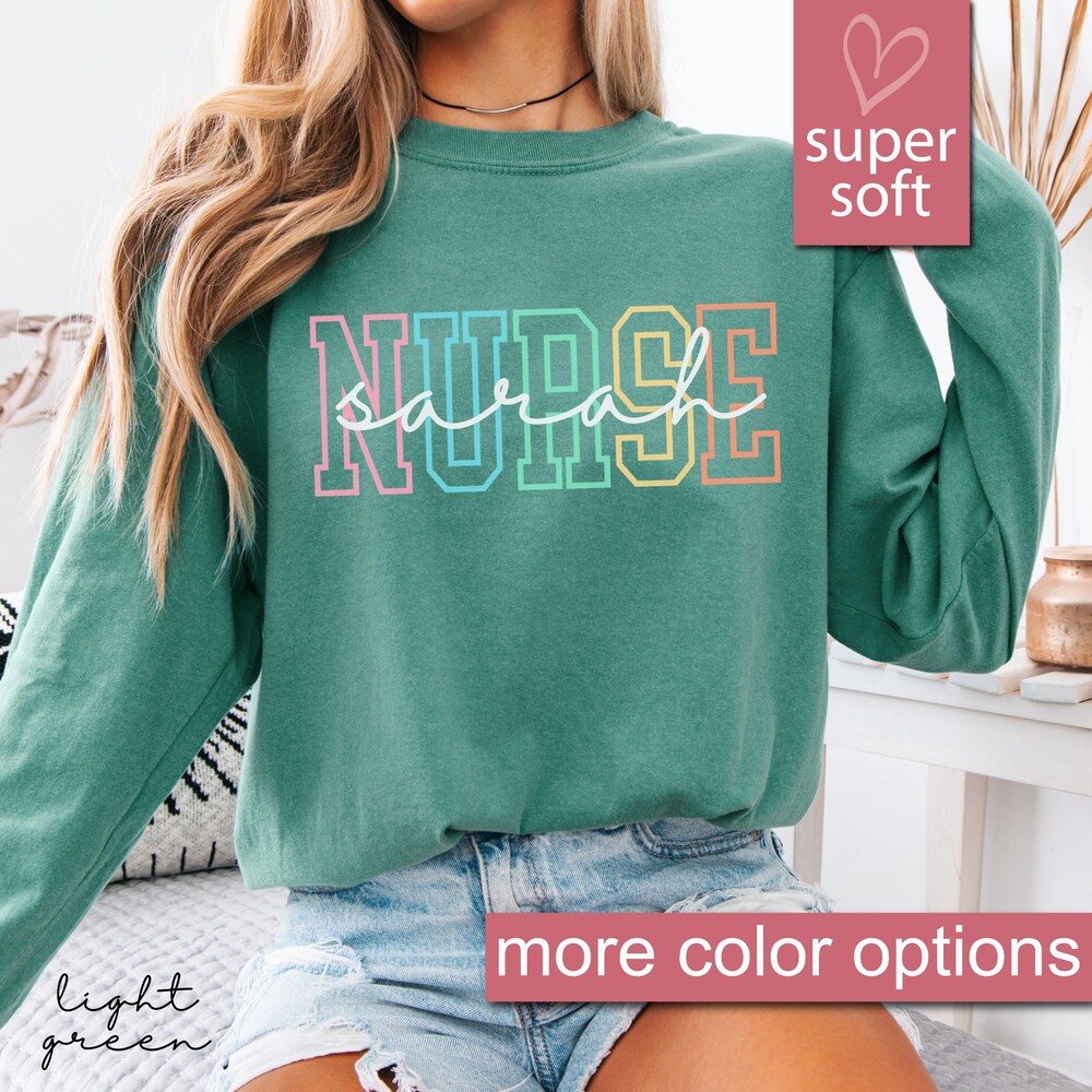 Nurse Long Sleeve, Nursing School Long Sleeves Shirt, Custom Nurse Long Sleeve Shirts,Comfort Personalized Nurse Long Sleeve Shirt Livingtee