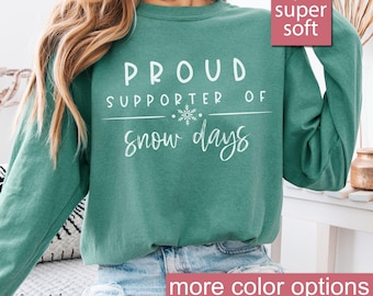 Maglietta a maniche lunghe natalizia per insegnanti Comfort Colors®, regali per orgogliosi sostenitori dei giorni di neve, maniche lunghe per insegnanti, umorismo per insegnanti, regalo per insegnanti