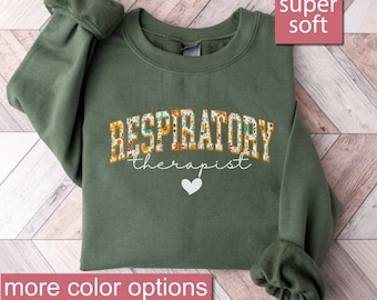 Bloemen ademhalingstherapie sweatshirt, ademhalingstherapeut sweatshirts, gezondheidszorgwerker, truien voor therapeut, Rt trui, ademhalingsapparaat