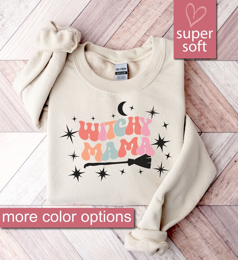 Felpa mamma di Halloween, Felpe Strega, Maglioni Strega Mama, Regalo Festa di Halloween, Abbigliamento Strega, Maglione Strega, Divertente Halloween immagine 2
