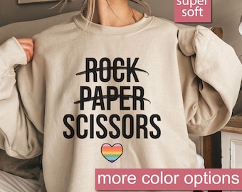 Rock Paper Scissors LGBT Sweatshirt, Lesbian Sweatshirts, Pride Sweater, Lesbian Engagement Gift, Funny Lesbians Sweaters, LGBT Month Gift