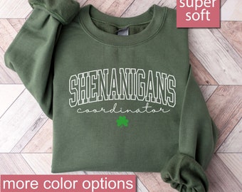Shenanigans Coordinator Sweatshirt, Matching St Patricks Day Sweater, St Patrick's Day Sweatshirts, Irish Sweaters, Lucky Clover Sweatshirt