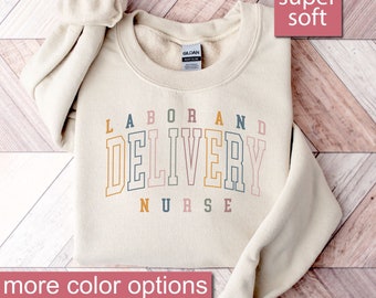 Bluza z nadrukiem Labor And Delivery, Bluzy L And D, Swetry do porodu dla niemowląt, Sweter dla pielęgniarki dziecięcej, Prezent dla pielęgniarki porodowej, Sweter do karmienia piersią