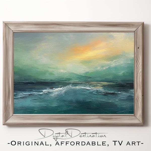 Samsung Frame TV Abstract Beach Oil Painting TV Art Summer Ocean Waves Art for Samsung Frame TV Ocean Oil Painting for Samsung Frame