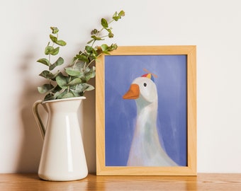 Silly Goose Print digital painting digital download wall art animal fun