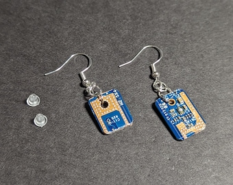 Non-Matching Circuit Blue Earrings | Nerdy Jewelry | Computer Earrings