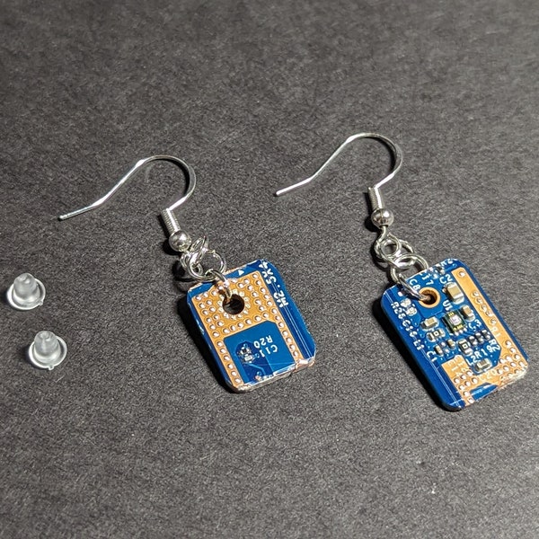 Non-Matching Circuit Blue Earrings | Nerdy Jewelry | Computer Earrings