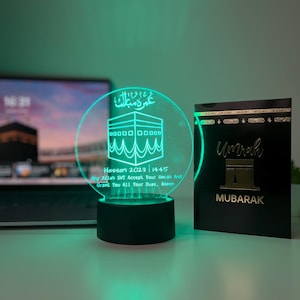 Personalised Umrah Mubarak LED Acrylic Lamp | Laser Engraved Islamic Night Light | Custom Hajj/Umrah Gift for Family or Couple image 11