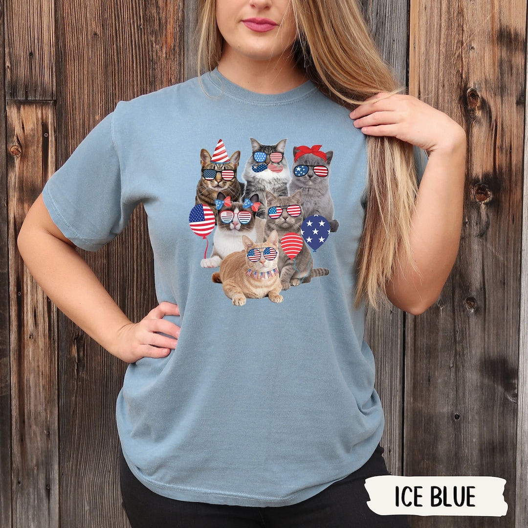 Patriotic Cat Shirt 4th of July Cat Shirt Comfort Colors Cat Shirt Gift