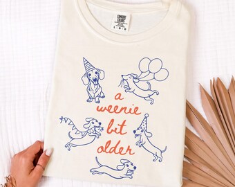 Camiseta Comfort Colors "Un poco más vieja" Camiseta para fiesta de cumpleaños de perro salchicha Regalo de feliz cumpleaños para amantes de los perros salchicha Camiseta divertida Regalo de broma de cumpleaños