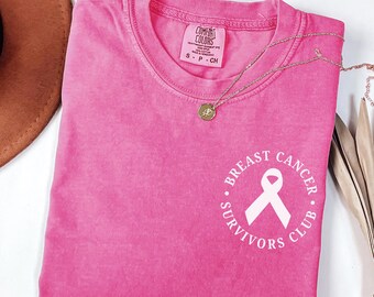 Camiseta Comfort Colors para supervivientes de cáncer de mama, camiseta para luchadores contra el cáncer, regalo para guerreros de la quimioterapia, camiseta para supervivientes de cáncer, concienciación sobre el cáncer de mama.