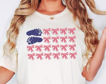 Patriotic Mother Baby Nurse Shirt 4th Of July Nicu Nurse TShirt Fourth Of July Nicu Footprint Neonatal ICU Nurse T-Shirt July 4th Peds Nurse