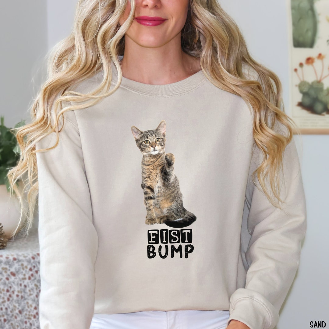 Funny Cat Sweatshirt Cat Fist Bump Shirt Cat Paw Shirt Cute Cat