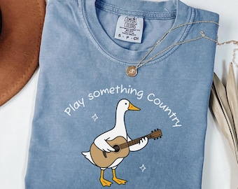 Camiseta Comfort Colors Play Something Country, divertida camiseta gráfica Western de Silly Goose, camiseta de concierto de música country, vaquero, festival de música de verano