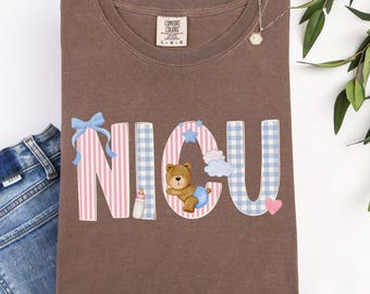 Comfort Colors NICU Nurse Shirt Neonatal Intensive Care Unit Coquette NICU Bear Shirt Gingham NICU Crew Nicu Nurse Gift Nurse Appreciation